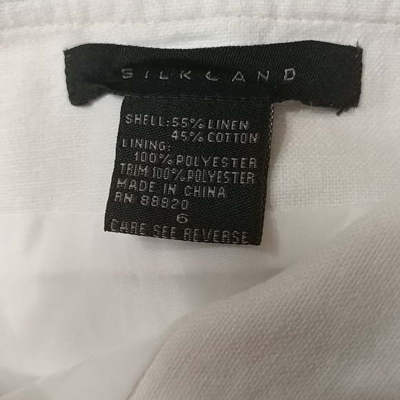 😎2 for $17😎 SILKLAND White Linen/Cotton Lined Skirt 6 - Picture 2 of 4
